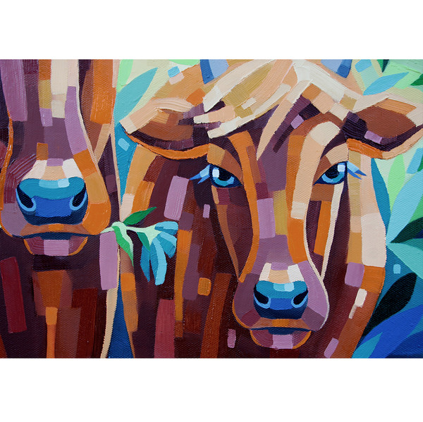 Cow painting Animal Artwork Ferma Wall Art Oil Canvas _2 — копия (2).jpg