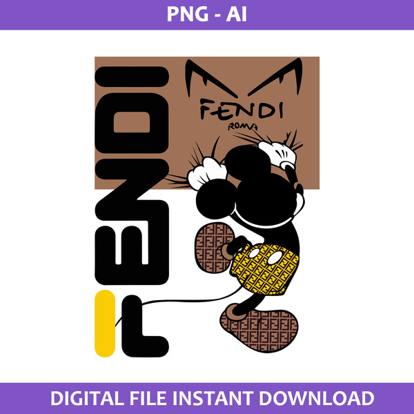 Fendi Mickey Mouse fashion Svg, Fendi brand Logo Svg, Fendi Logo Fashion  Logo Svg File Cut Digital Download