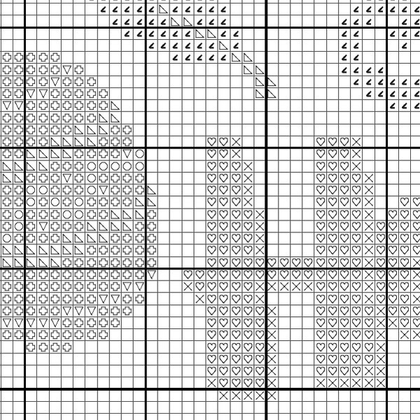 Happy Easter Day Counted Cross Stitch Pattern Black & White Symbols 601 x 601.jpeg