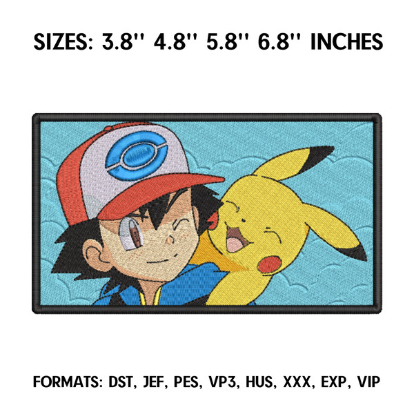 Ash and Pikachu Embroidery Design File, Pokemon Anime Embroi - Inspire  Uplift
