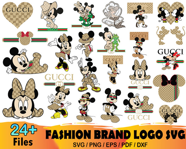 Gucci Brand Logo SVG Bundle, Gucci And Mickey SVG