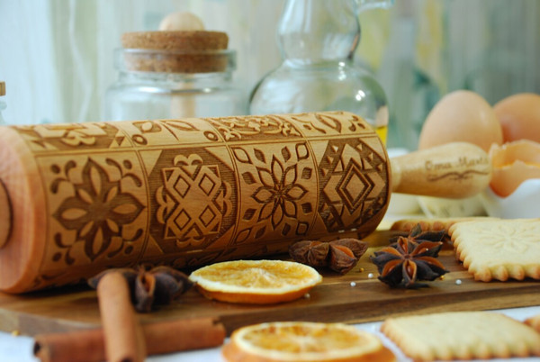 Engraved Rolling Pin Embossed rolling pin Embossed Dough Roller