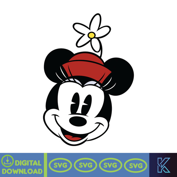 Minnie Mouse With Flower SVG, Minnie SVG, Minnie Mouse Head