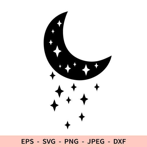 Crescent Moon SVG for Commercial Use, Moon SVG, Cut File, Celestial Png,  Half Moon Shape , Basic Shape, Instant Download, Clipart 