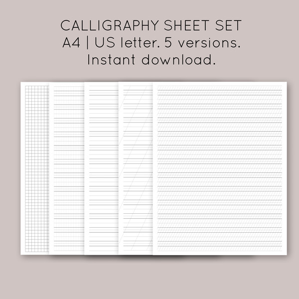 Calligraphy sheet set. Calligraphy Practice Paper. Printable - Inspire  Uplift