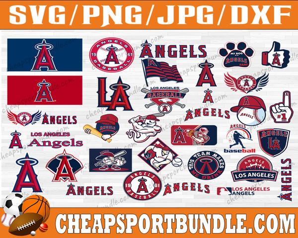 Bundle 31 Files Los Angeles Angels Baseball Team SVG ,Los Angeles Angels  Svg, MLB Team svg, MLB Svg, Png, Dxf, Eps, Jpg