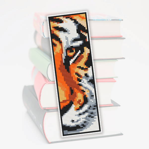 cross stitch bookmark pattern tiger