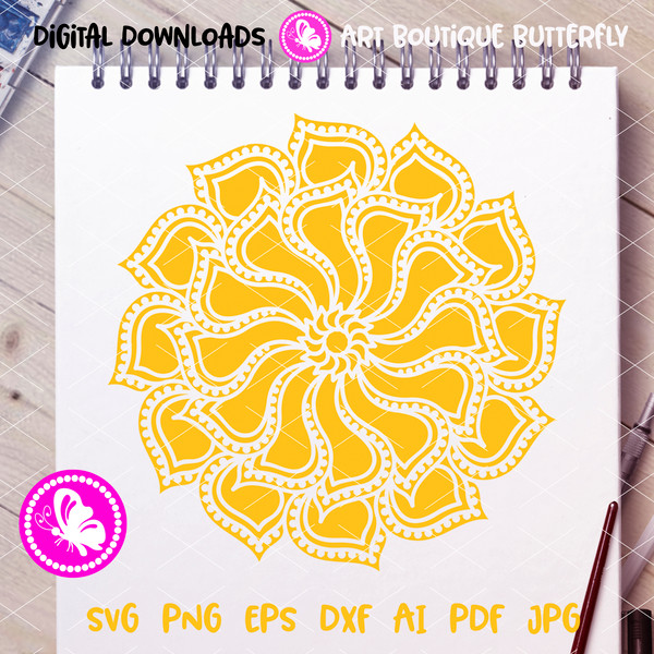 Mandala Yellow flower clipart eps.jpg