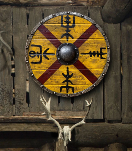 Medieval Larp Warrior's Viking-Templar Round Shield 24 Wood & Steel Battle Armor (3).png