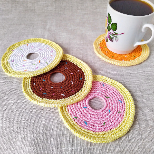 Crochet coasters for beginners pattern Donut crochet pattern - Inspire  Uplift