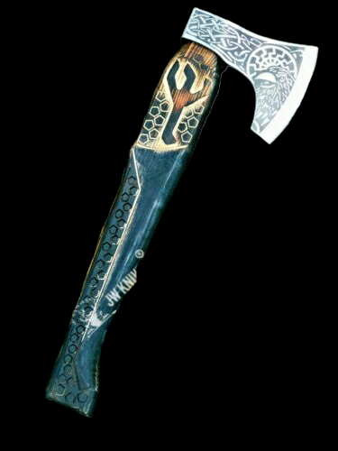 Handcrafted Carbon Steel Viking Axe, ValKnut Viking Axe, Tactical Axe Gift, Carbon Steel Tactical Axe, Viking Axe Gift, Carbon Steel ValKnut Axe, Wood Handle Vi