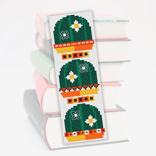 cross stitch bookmark pattern cacti