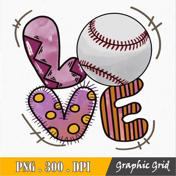 Love Baseball Sublimation Designs Downloads, Sports Vintage