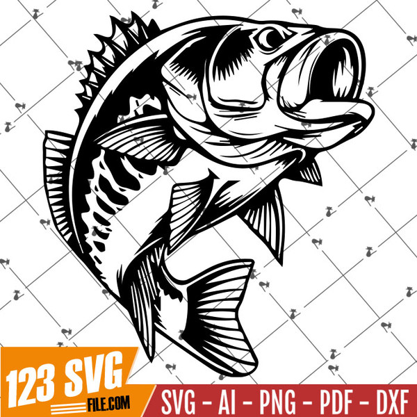 bass fish silhouette clipart