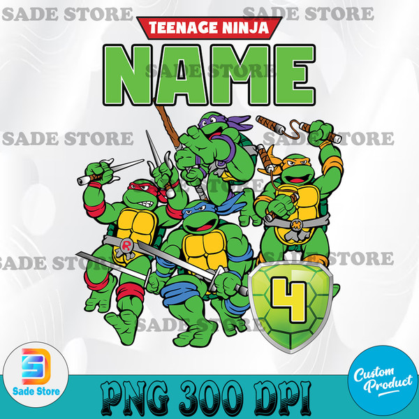 Birthday Boy Ninja Turtle Family PNG, JPG. Instant download files for  Design, Photography, Printing, or more