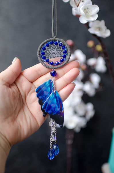 dream catcher butterfly car rear view mirror charm 2.jpg