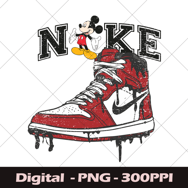 Vintage Mickey Swoosh Sneaker Nike Png, Retro Sneaker Nike M - Inspire ...