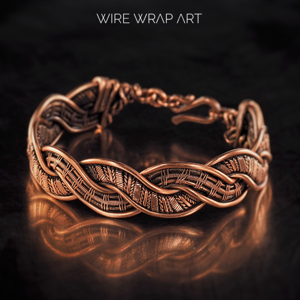 Unique Handmade Copper Wire Wrapped Bracelet for Woman Wire Woven Wire Wrap Art Jewelry Handmade 7th Anniversary Gift 17 cm | WireWrapArt