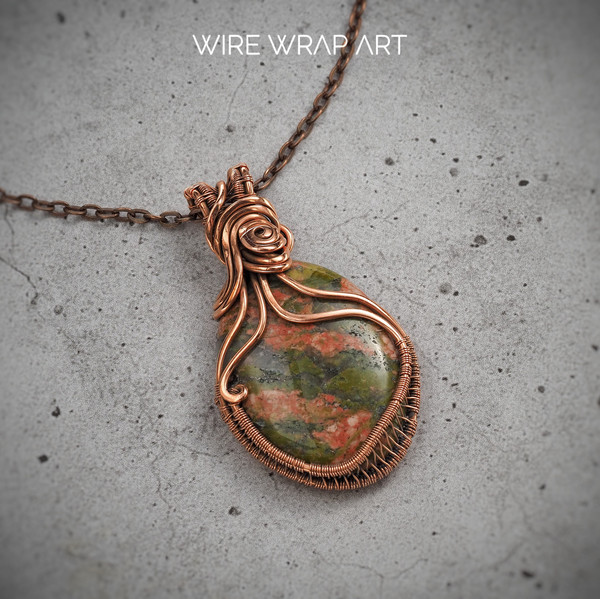 pendant necklace choker wirewrapart wire wrap art pure copper wire wrapped handmade wrapping jewelry woven weaved jewellery antique style 7th 22nd anniversary g