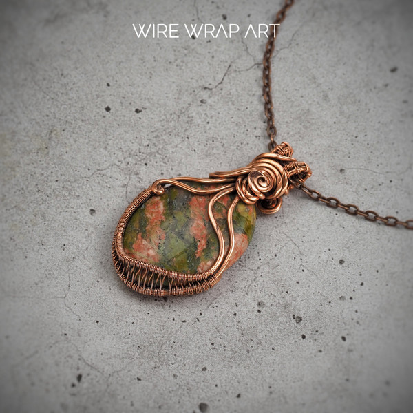 pendant necklace choker wirewrapart wire wrap art pure copper wire wrapped handmade wrapping jewelry woven weaved jewellery antique style 7th 22nd anniversary g