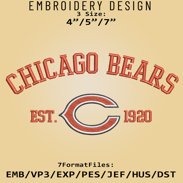 Chicago Bears Logo embroidery design