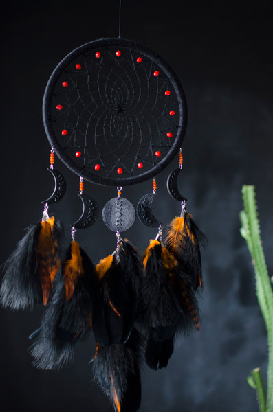 Handmade Halloween Pumpkin Style Dream Catcher black Feather - Temu