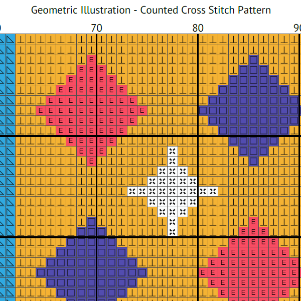 Geometric Illustration Counted Cross Stitch Pattern Colour 600 x 600.png