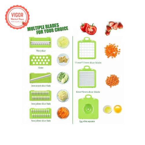Buy Magic Multifunctional Rotate Vegetable Cutter With Drain Basket Kitchen  Veggie Fruit Shredder Grater Slicer by Just Green Tech on Dot & Bo