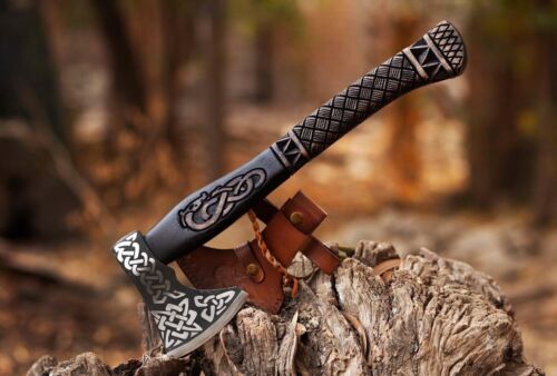 Custom Handmade Carbon Steel Viking Knife Odin Raven Head Hilt 6