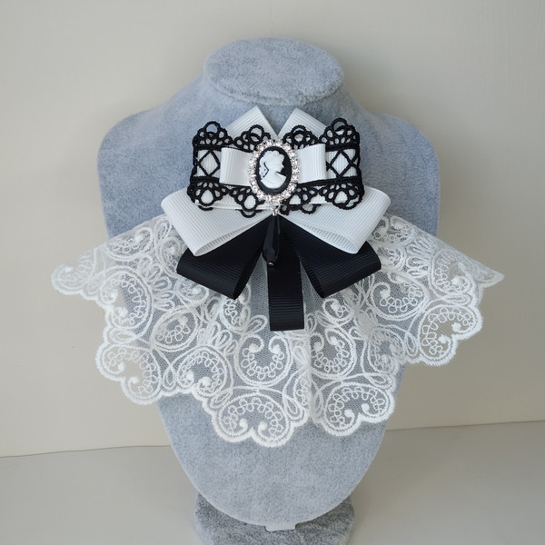 black-white-Bow-tie-brooch