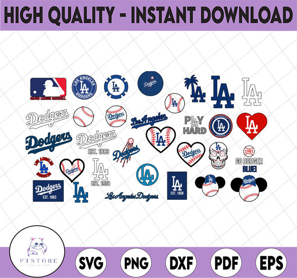 Los Angeles Dodgers Logo MLB Baseball SVG cut file for cricut files
