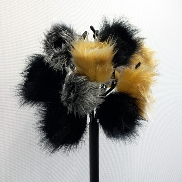 Ankle cuffs in faux wolf fur. Grey-black cuffs for the wolf costume.