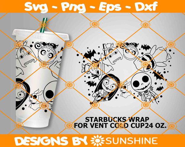 Full Wrap Jack Skellington Starbucks Cold Cup SVG, Jack Skellington SVG, Starbucks  Wrap SVG