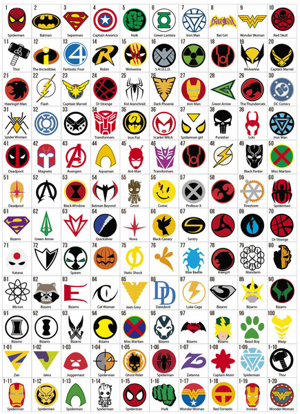 superhero logo and names