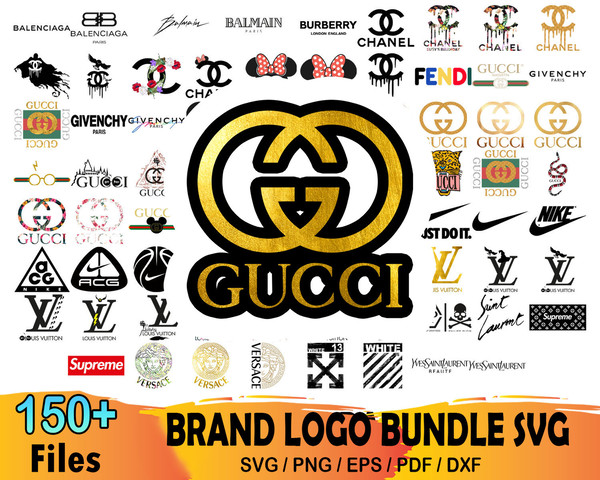 Gucci Chanel Louis Vuitton Logo Bundle Svg, Brand Svg