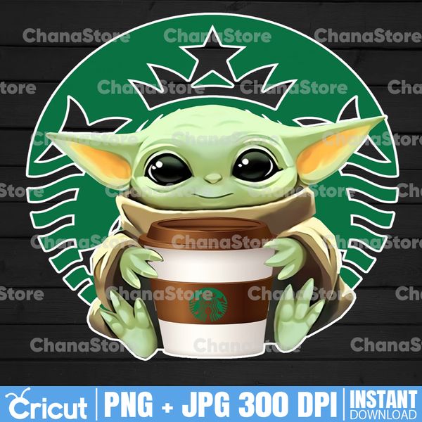 Baby Yoda with Starbucks Football PNG, Baby Yoda png, NCAA - Inspire Uplift