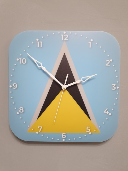 Saint Lucian flag clock for wall, Saint Lucian wall decor, Saint Lucian gifts (Saint Lucia)