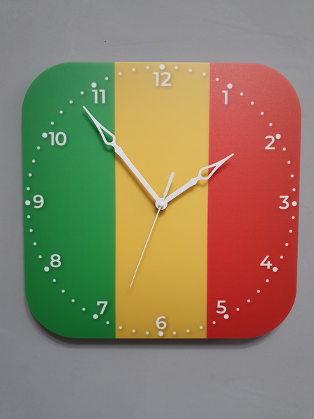 Malian flag clock for wall, Malian wall decor, Malian gifts (Mali)