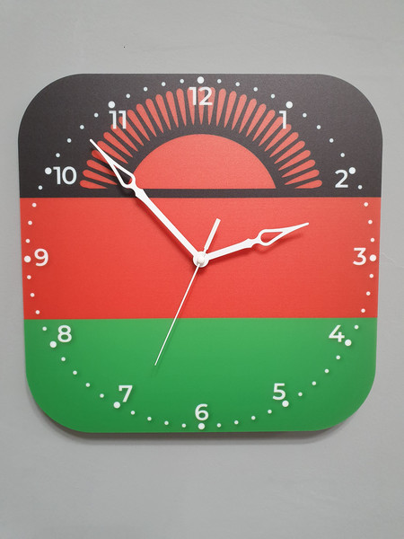 Malawian flag clock for wall, Malawian wall decor, Malawian gifts (Malawi)