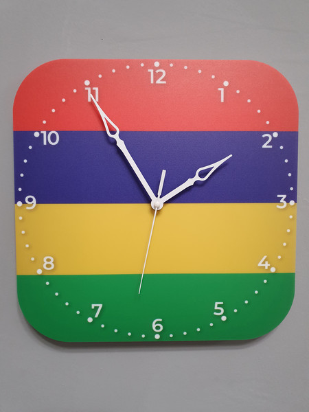 Mauritian flag clock for wall, Mauritian wall decor, Mauritian gifts (Mauritius)