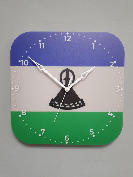 Lesotho flag clock for wall, Lesotho wall decor, Lesotho gifts (Mosotho Basotho)