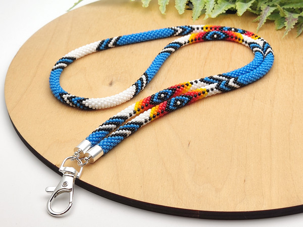 DIY kit white lanyard, Bead crochet kit lanyard, Diy kit ethnic lanyard,  Making kit lanyard, DIY lanyard ID holder kit