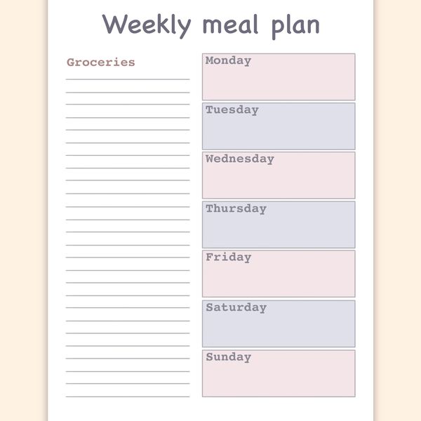 Menu Plan, Weekly Meal Planner, Meal Planner, Grocery List, - Inspire ...