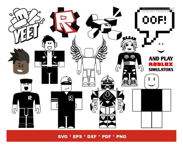 Boy and Girl Roblox Figure Avatar Bundle SVG Layered Digital 