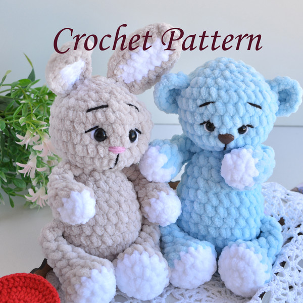 Easy crochet pattern. plush pattern Amigurumi toys. Cute crochet pattern.  Velvet yarn toys