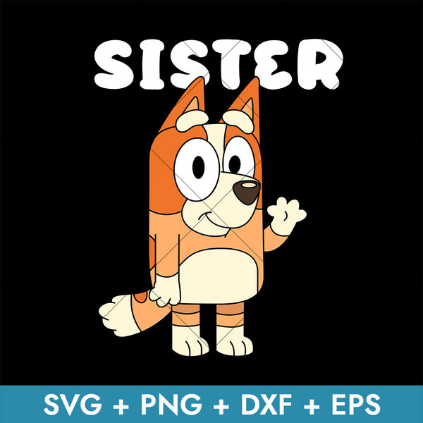 Bluey Bingo Sister With text on white in svg, transparent png, dxf, eps formats ready for download