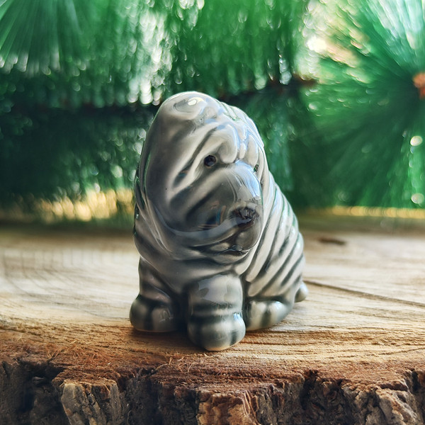 figurine red Shar Pei puppy ceramics