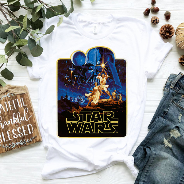 Star Wars A New Hope Luke & Leia Vintage Poster Art T-Shirt.png