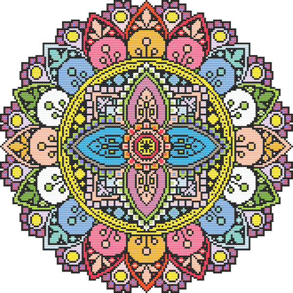 Flower Mandala Cross Stitch | Fine Designs - Pattern EC Uplift Inspire
