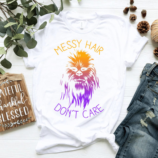 Star Wars Chewbacca Messy Hair Don't Care Graphic T-Shirt T-Shirt.png